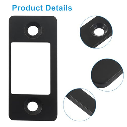 1 Pack Deadbolt Restorer Strike Plate - Heavy Duty Stainless Steel Lock Repair Kit with Wood Dowel Strips & 4 Screws, Fix Misalignment/Jamming for Home, Office, Apartment (Black) - color: Black