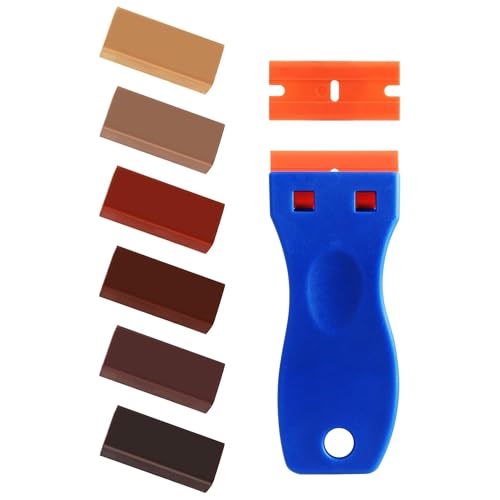 Wood Filler Waxs - 6 Colors Hardwood Floor Scratch Repair Kit, Upgrade Laminate Floor Repair Kit, Vinyl Wood Floor Repair Kit, Furniture Wood Crayons for Scratche Nail Holes Floors Cabinets Doors - color: Dark Walnut Reddish Brown Begonia Dark Red Cherry