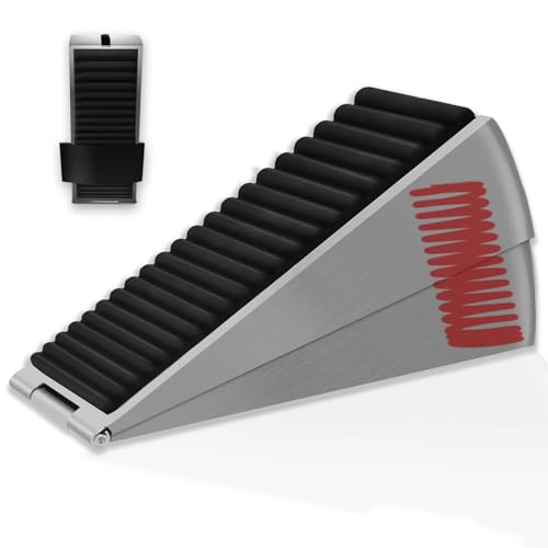 Heavy Duty Door Stopper Adjustable Spring Large Stoppers Wedge, Tall up to 3 Inches Doorstop Stainless steels Made Suits Any Heavy Doors - size: Silver-Adjustable