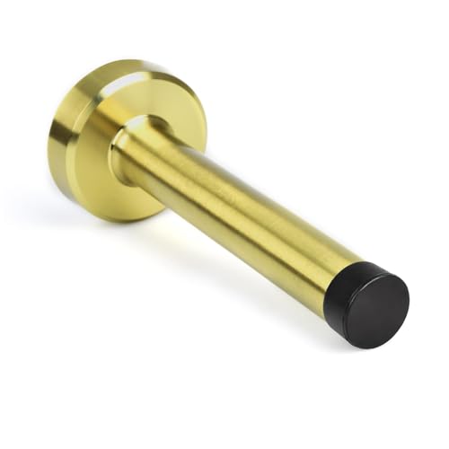 Gold Door Stop, 4 Inch Door Stoppers for Wall, Stainless Steel, Sounding Dampening Door Stop Bumper Tips Wall Protector, Brushed Gold Door Stopper for Bottom of Door - color: Brushed Gold, size: 4 Inch