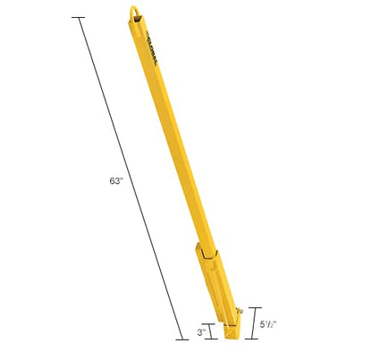 Global Industrial Steel Ladder Safety Post with Pull-Loop Handle, Yellow Powder Coated, 63"H, Automatic Locking Safety Bracket, For Easy Ingress and Egress Points