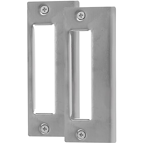 Tofficu Deadbolt Strike Plates 2-Pack 4.33X1.73In Metal Door Reinforcement Kit Door Lock Accessories Easy Installation for Residential Commercial Use