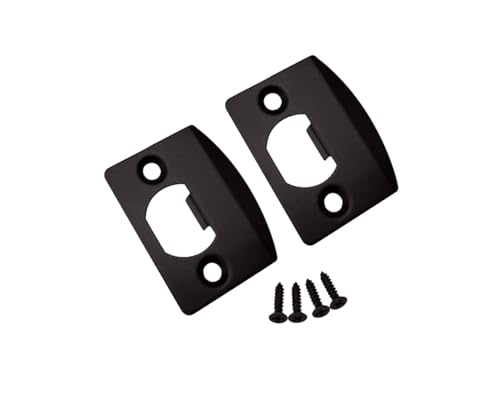 QCAA Solid Brass Latch Strike Plate L 2-1/4" x W 1-7/16", Screw Hole CTC 1-5/8", Oil Rubbed Bronze, Made in Taiwan, 2 Pack - color: ORB, size: 2 Pack