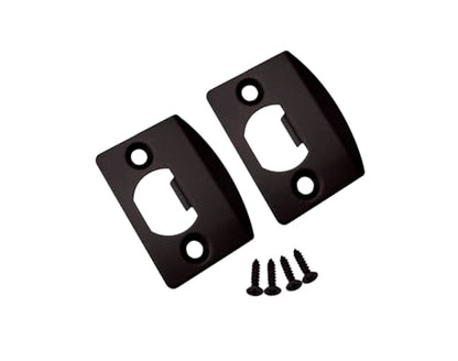 QCAA Solid Brass Latch Strike Plate L 2-1/4" x W 1-7/16", Screw Hole CTC 1-5/8", Oil Rubbed Bronze, Made in Taiwan, 2 Pack - color: ORB, size: 2 Pack