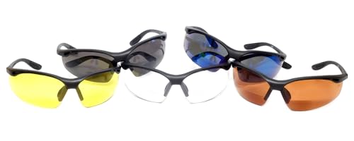 Calabria 91348 2 Pack Bulk Bifocal Reading Safety Glasses +1.50 Clear/Grey Mens Womens Wrap Around Eye Protection Protective - color: Clear/Smoke Grey (2 Pack)