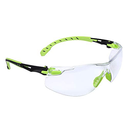 3M Safety Glasses, Solus 1000, S1201SGAF, ANSI Z87, Scotchgard Anti-Fog Lens, Green/Black Frame, Half-Frame, Padded Temple, Soft Nosebridge, UV Protection, Premium Eye Protection - size: Single, style: Clear Lens, Green/Black Frame