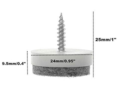 ALIMITOPIA 40pcs Screw-on Furniture Felt Pad Chair Glide Slider Hardwood Floor Protector for Wooden Leg Feet of Chair Table Furniture(Φ24mm or 0.95";White) - size: 24mm(White)