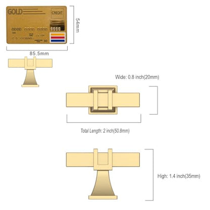 Amerdeco 10 Pack Brushed Gold Cabinet Knobs 1.46 Inch(37mm) Single Hole Cabinet Handles Rectangle Dresser Knobs Drawer Knobs and Pulls for Bathroom Cabinets ZH0067 - color: Brushed Gold, size: 1.46"/37MM Single Hole