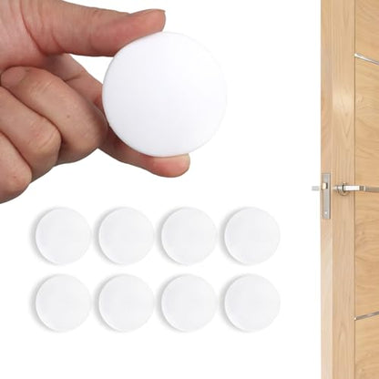 Door Stoppers for Wall, 8 Pack 2" Knob Protectors – Heavy-Duty Self-Adhesive, Quiet Anti-Slam, Covers Existing Holes & Prevents Wall Damage - color: White