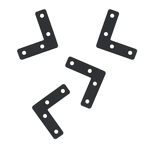 Hordion 10Pcs 2 x 2 Inch L Bracket Corner Brace (50 X 50mm), Iron Flat Corner Bracket Heavy Duty, Metal L Shaped Bracket Support Brace, Right Angle Bracket Repair Plates with Screws - size: 2" x 2" (Black), style: L-Shape
