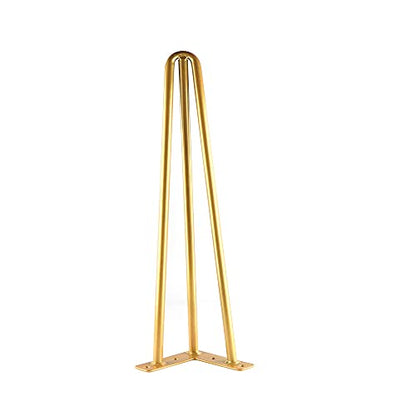 12 Inch Hairpin Legs Metal - 1/2” Dia 3 Rods Design - Mid Century Furniture Table Legs, DIY Furniture Hairpin Feet Gold for Nightstand, Coffee Table and TV Stand, Set of 4 - size: 12 Inch