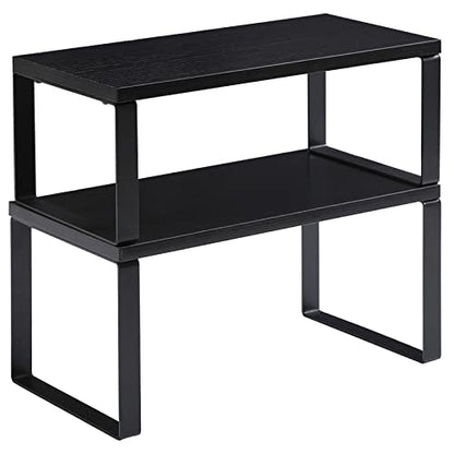 YMYNY Cabinet Shelf Organizer, Spice Racks Set of 4, Kitchen Counter Shelves, Stackable, Wood, Cupboard Organizer for Dishes, Seasoning, Cans, Coffee Mugs, Black, HSR002B-2 - color: Black