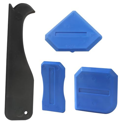 4 Pcs Silicone Caulking Tools, Compatible Sealant Grout Caulk Tool Kit, Reuse Scraper Sealing Kit for Home Renovation, Kitchen Bathroom Floor Sink Joint (Blue) - color: Blue