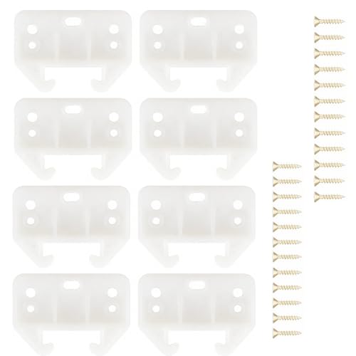 8 Pcs White Plastic Drawer Guides with 24 Screws - Drawer Rail Brackets Replacement Parts for Dresser Cabinet Closet
