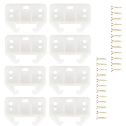 8 Pcs White Plastic Drawer Guides with 24 Screws - Drawer Rail Brackets Replacement Parts for Dresser Cabinet Closet