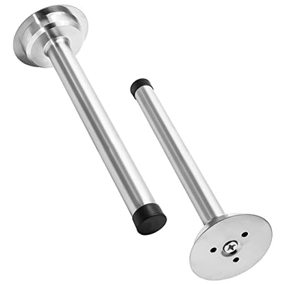 1pc 6 Inch Door Stops, Self Adhesive Long Door Stopper, Stainless Steel Sound Dampening Door Stop, Wall Mount Screw Doorstop with Rubber Bumper (Silver) - size: 6 Inch-Silver