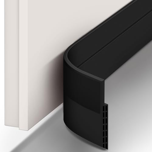 Under Door Draft Stopper Seal Strip: Ohuhu Upgraded Widened 39.4" L x 3.35" W Weather Stripping Door Sweep -1.4" Backing Adhesive Noise Blocker Door Gap Filler Botton Draft Guard Black - color: Black, size: 39.4"L x 3.35"W