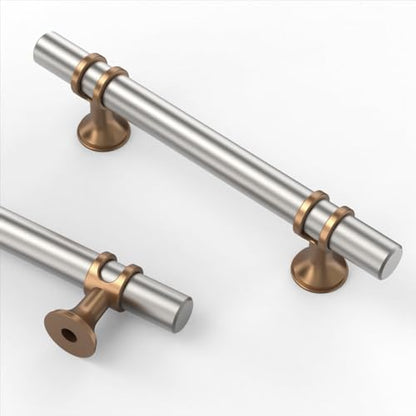 Asidrama 10 Pack 3.75 Inch(96mm) Brushed Satin Nickel and Champagne Bronze Kitchen Cabinet Handles, Cabinet Pulls Kitchen Cabinet Hardware Cupboard Handles Drawer Pulls - color: Nickel-Champagne Bronze, size: 3.75" Hole Center, style: 10 Pack