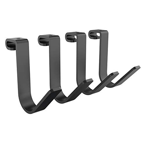 FLEXIMOUNTS 4 Pack Add On Storage Rail Hook Accessory for Ceiling Rack and Wall Shelving, Max Weight Capacity up to 50lbs, Black - color: Black, size: Rail Hook x 4