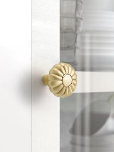 Brushed Gold Cabinet Knobs 10 Pack Brass Drawer Pulls Kitchen Cupboard Bathroom Dresser Cabinet Hardware Handles Zinc Alloy - color: Brushed Gold, size: Knob
