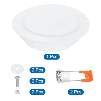 PATIKIL 6.5" Spring Ceiling Cover Plate, Recessed Light Trim Wall Mount Downlight Hole Cap Decorative Panel with Buckle Suitable for 4.9-6.1inch Round Hole Glass Ceiling Openings, White