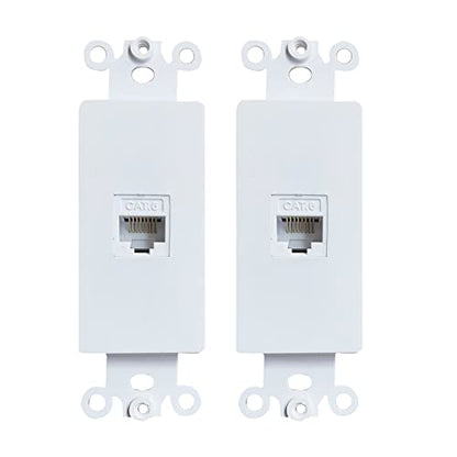 1 Port CAT6 Ethernet Insert Wall Plate White - CAT 6 RJ45 Keystone Jack Insert Pass Through Cover Plate for Midsize/Oversize Wallplate(2-Pack) - style: 1CAT6Insert(2P)