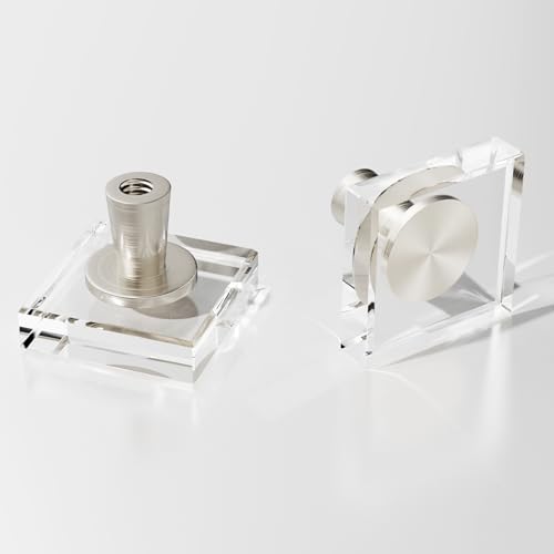 Crystal Kitchen Cabinet 4 Knobs Clear Dresser Knob Cabinets Handles Pulls, Glass Closet Drawer Drawers Cupboard Square Hardware Satin Copper Bathroom Bedroom Pull Single-Hole Knobs Brushed Nickel - color: Nickel-4 pack, size: Square