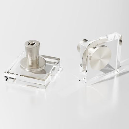 Crystal Kitchen Cabinet 4 Knobs Clear Dresser Knob Cabinets Handles Pulls, Glass Closet Drawer Drawers Cupboard Square Hardware Satin Copper Bathroom Bedroom Pull Single-Hole Knobs Brushed Nickel - color: Nickel-4 pack, size: Square