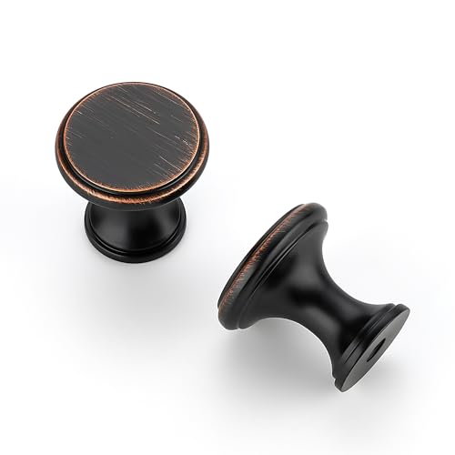 Ravinte 10 Pack Oil Rubbed Bronze Kitchen Cabinet Knobs, Solid Oil Rubbed Bronze Pulls Zinc Handles Simple Drawer Cabinet Hardware for Cupboard Drawer Knobs - color: Oil Rubbed Bronze