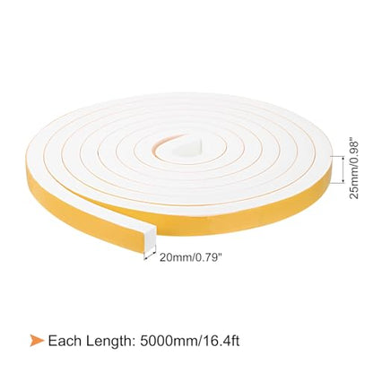 uxcell 1 Roll Foam Weather Stripping, 1" Wide X 3/4" Thick X 16.4 Ft Door Seal Strip Adhesive Foam Tape White Insulation Strip for Door Window - size: 1"x 3/4"x 16.4 Ft