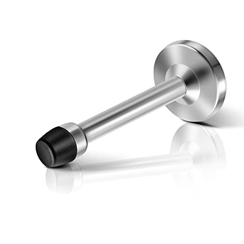 Wall Door Stop, Long Door Stopper, Door Holders with Rubber Bumper Tip, Stainless Steel Doorstop, Modern Brushed Nickel Heavy Duty Large Chrome Solid Cylinder Door Stop (Silver, 4 Inch) - color: Silver, size: 4 inch X 1 pack