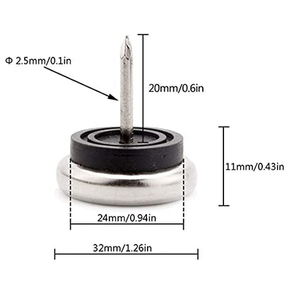 20pcs Round Heavy Duty Furniture Pads,Ulifestar Nail On Furniture Sliders Hardwood Floor Protectors Metal Nail On Glides for Chair Table Desk Cabinet Sofa Couch Leg Feet Non Slip Glides (Dia 32mm) - size: DIA 32mm