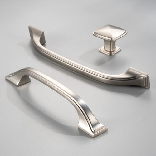 Brushed Nickel Cabinet Knobs Nickel Drawer Knobs, 10 Pack 1-1/4 Inch, 1990 Square Single Hole Cabinet Pulls for Kitchen Cabinets Drawers Bedroom Dresser Cupboard Bathroom Vanity - color: Brushed Nickel, size: 1-1/4 Inches, style: 10 Pack Square Knob