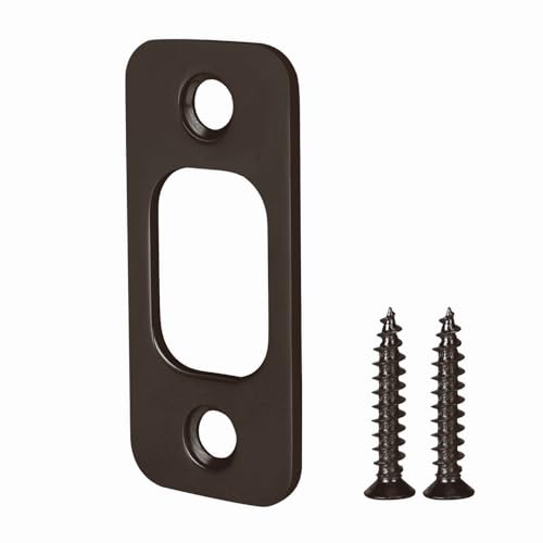 Round Corner Deadbolt Strike Plate, 1" X 2-1/4“ Door Backplate, Stainless Steel – 1 Pack, Black - color: Black