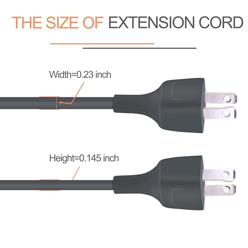 Gray Extension Cord 9FT Thin Flexible Light Duty for Indoor Use 625W 125V 5A 2 Prong Power Cable Plug Ideal for, Humidifier, Holiday Lights, Lamps, Security Cameras, Appliance (1 Pack) - size: 9FT Gray (1Pack)