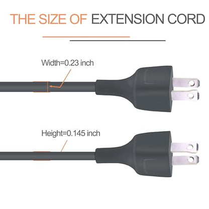 Gray Extension Cord 9FT Thin Flexible Light Duty for Indoor Use 625W 125V 5A 2 Prong Power Cable Plug Ideal for, Humidifier, Holiday Lights, Lamps, Security Cameras, Appliance (1 Pack) - size: 9FT Gray (1Pack)