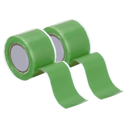 uxcell 2 Pcs Self Fusing Silicone Tape, 1" x 5ft Waterproof Water Leak Sealing Tape for Plumbing Pipe Hose Repair Handles, Green - color: Green, size: 1" x 5ft