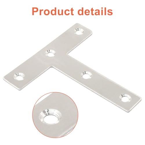 Bivethoi 12 Pcs T Shape Flat Mending Plates 80mm x 80mm (3.15" x 3.15") T Corner Braces T Bracket Connector Fixing Repair Plates for Wood Furniture, Cabinet, Windows - size: 80*80mm/3.15*3.15''(T shape)