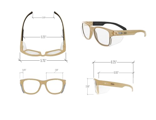 MAGID Y50 Safety Glasses for Construction | Coyote Tan Frame — 1 Pair, Clear Lens | Side Shields, ANSI Z87.1+, Anti-Fog, Scratch-Resistant, 99.9% UV Protection, Polycarbonate Lens - color: Clear Lens | Coyote Tan, size: 1 Pair