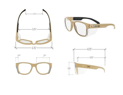 MAGID Y50 Safety Glasses for Construction | Coyote Tan Frame — 1 Pair, Clear Lens | Side Shields, ANSI Z87.1+, Anti-Fog, Scratch-Resistant, 99.9% UV Protection, Polycarbonate Lens - color: Clear Lens | Coyote Tan, size: 1 Pair