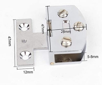 [2 Pieces] Cabinet Glass Door Hinges 90-Degree Frameless Glass Door Hinges for 5-7mm (Silver) - color: Silver 2 Pieces