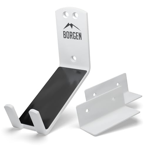 Borgen Bike Wall Mount Pedal Hook for E-Bikes, MTB & Road - Bicycle Wall Mount with Support Brackets and Wall Protection Pads, Suitable as Bike Rack Garage Bike Storage Shed and Bicycle Storage Indoor - color: White, size: Set of 1