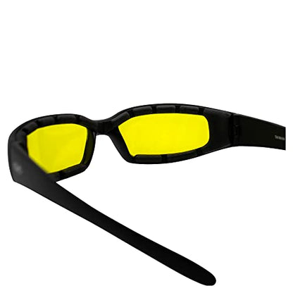 Global Vision Chicago Motorcycle Riding Sunglasses Black Frame w/Yellow Lenses - color: Yellow