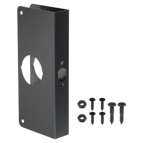 PATIKIL Door Reinforcement Plate, 1 Set Doors Reinforce Repair for 1-3/8" Thick Door 9" Size Door Knob Lock Latch Deadbolt Cover Plate Home Security, Black - color: Black, size: 1-3/8"; 9"
