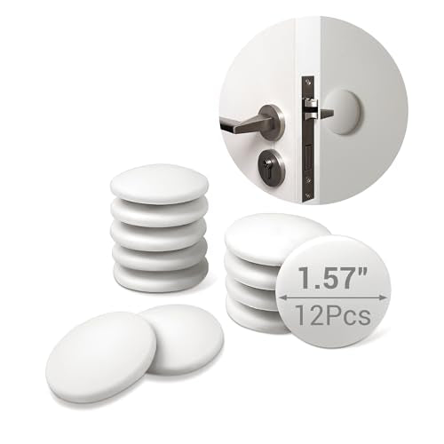 Door Stoppers - 1.57" White Door Stoppers for Wall (12 Pack), with Heavy-Duty Adhesive - Wall Protector & Shock-Absorbent Protectors from Door Knobs - Prevents Scratches on Walls & Doors - size: 1.57"L