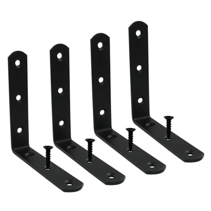 4 Pcs Black Corner Brace L Bracket, 4*4*0.8 inch / 100*100*20mm Iron Right Angle Brackets, Metal Joint Right Angle Bracket for Tables, Furniture, Shelves with Screws - size: 4"- 100mm-Black
