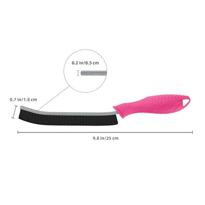 FOOGWEE Hard Bristle Crevice Cleaning Brush - Cleaning Supplies - Grout Cleaning Brushes for Household Use - Crevice Cleaning Tool for Bathroom, Home and Kitchen (3, Rose) - color: Rose