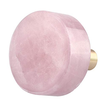 mookaitedecor Set of 2 Rose Quartz Drawer Knobs with Screws, Crystal Stone Pull Handles for Dresser Wardrobe Kitchen Decorative