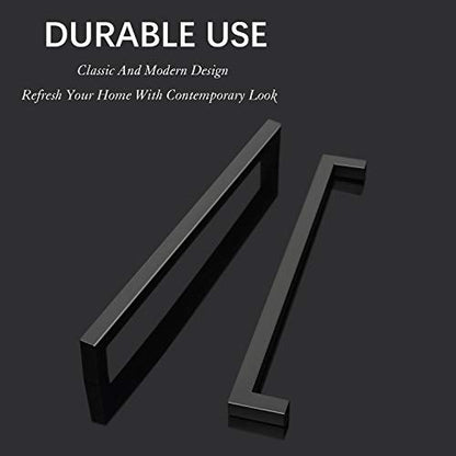 KNOBWELL 6 Pack 10" Cabinet Pulls Black, Stainless Steel Kitchen Cupboard Handles Dresser Drawer Pulls, Hole Spacing 10 Inch, Overall Length 10-1/2 Inch - color: Matte Black, size: Hole Center:10 inch(256mm)
