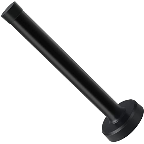 KOLAKO Door Stoppers, 8 Inch Long Door Stop, Black Doorstop for Wall Modern Door Holder with Rubber Bumper, Brushed Stainless Steel - color: Black, size: 8 inch X 1 pack